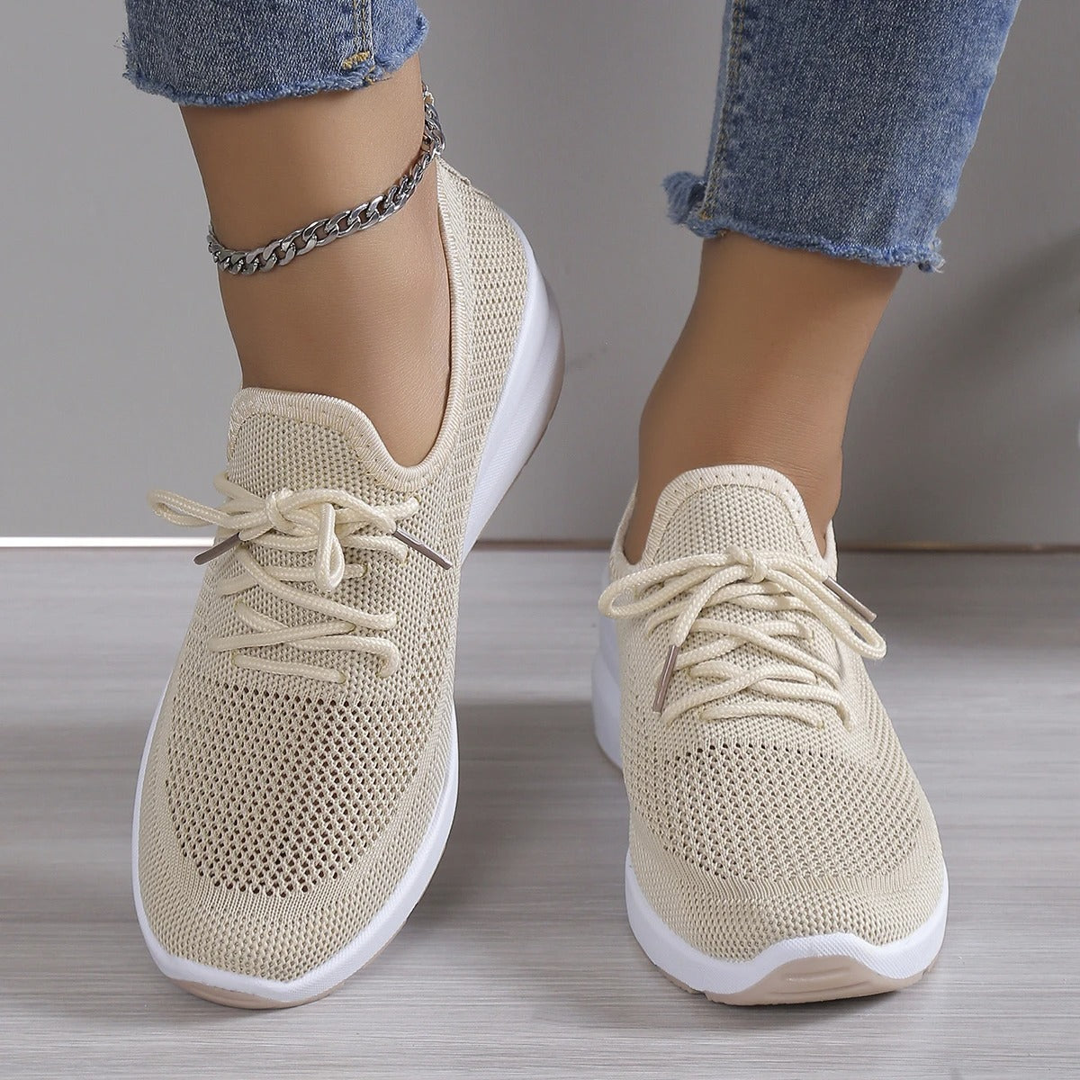 Platform sneakers til kvinder med åndbart mesh
