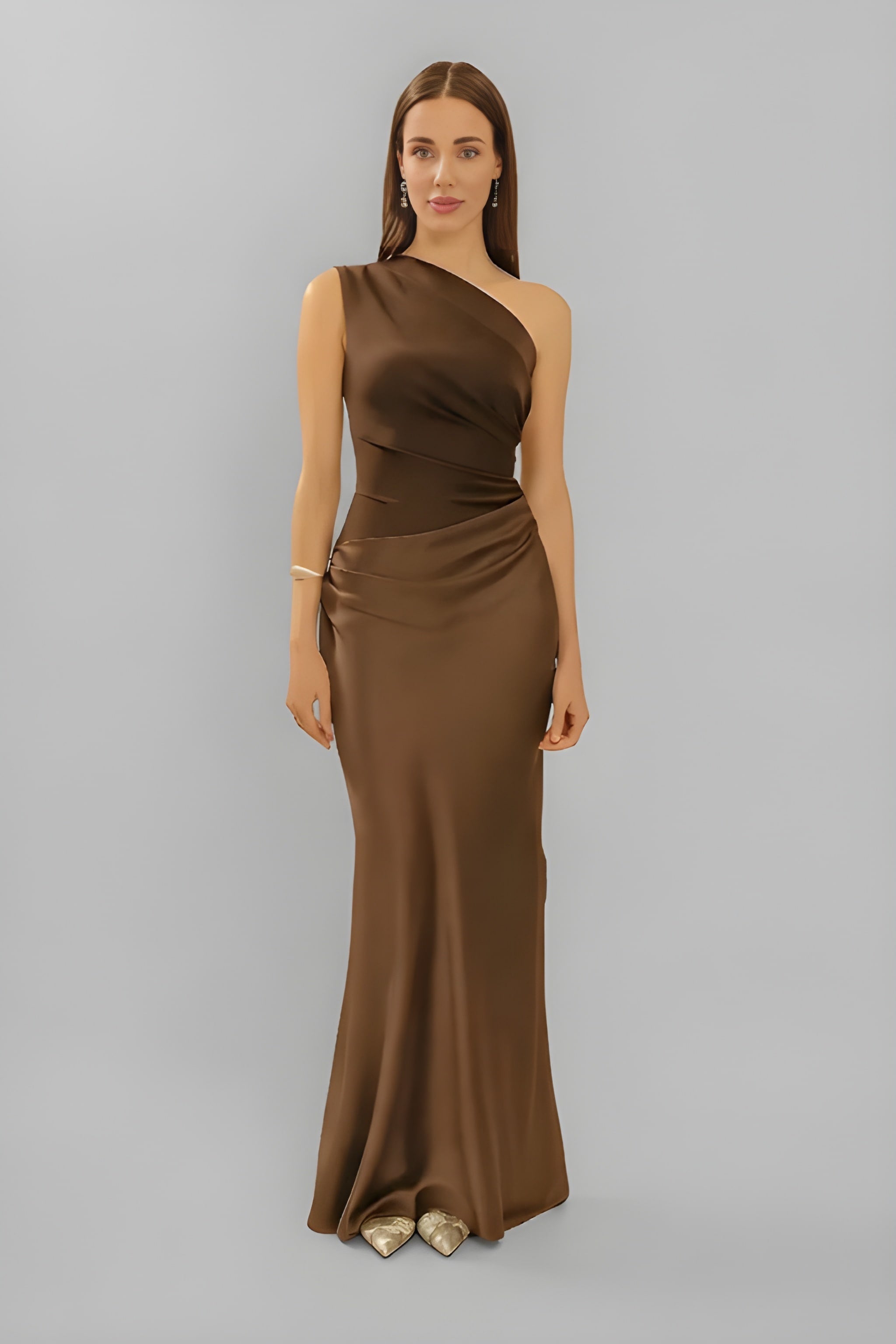 Ein-Schulter-Maxikleid mit elegantem Schnitt